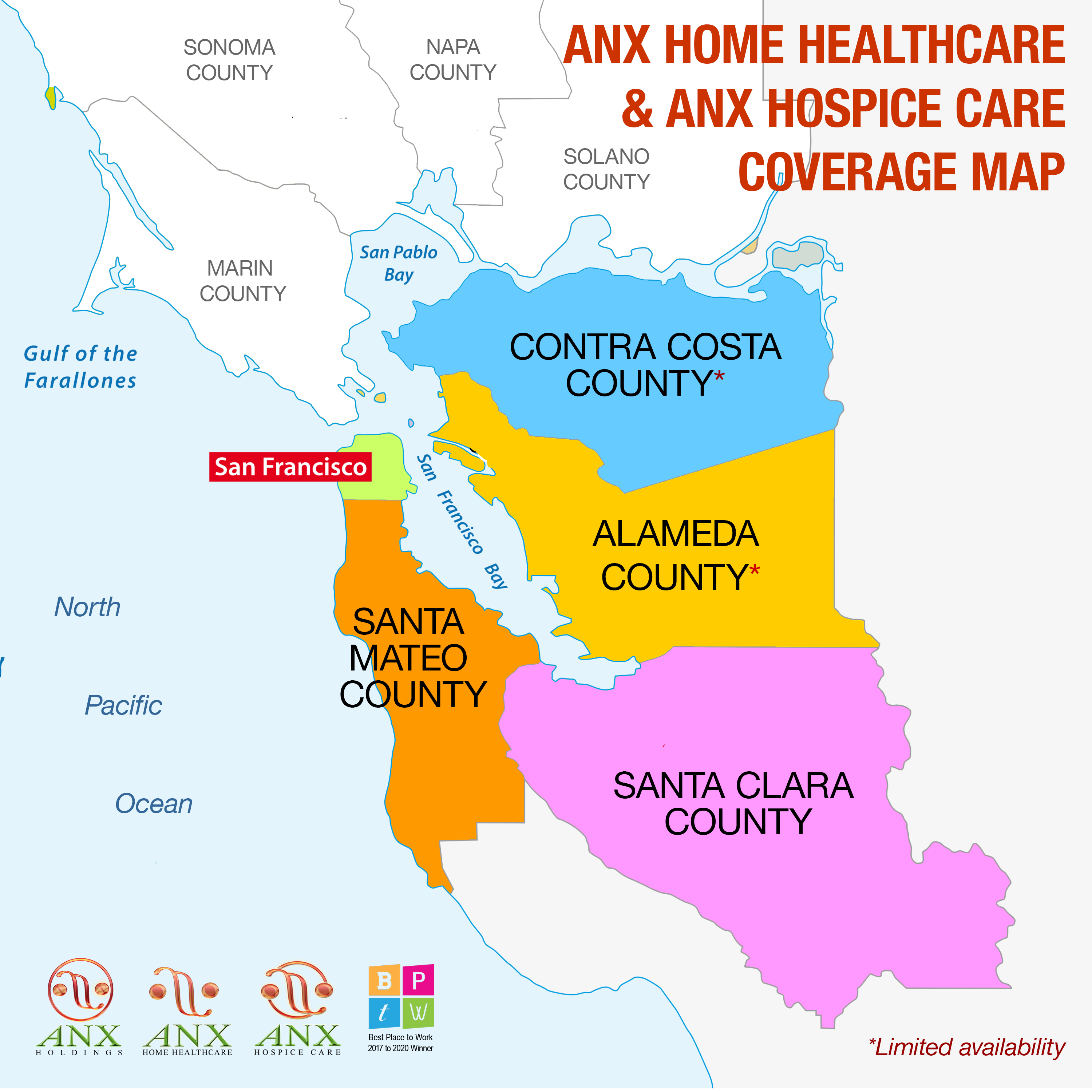 ANX Bay Area County Coverage Map